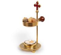 Christian Incense Burner, Incense Holder with Cross - Candle or Charcoal Resin Heated for Home Decor, Beautiful Adjustable Design for Worship and Spiritual Gifts, Create a Calming Atmosphere.
