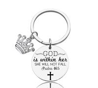 Christian Inspirational Gifts for Daughter Sister Religious Baptism Gifts for Girls Women Bible Verse Keyring Gift for Best Friend Encouragement Bible Gifts God Is within Her She Will Not Fall Keyring