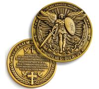 Christian Inspirational Gifts The Archangel Michael Watches Over Us Challenge Coin with Bible Verse (4pcs Gold)