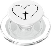 Christian Inspirational Pop Socket - Jesus Cross And Heart PopSockets PopGrip for MagSafe