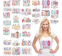 Christian Iron On Transfers, 30 PCS Bible DTF Heat Transfer Vinyl, Bible Verse Decals for Clothing Bag T-Shirts, DIY Crafts, Faith-Based Apparel & Gifts