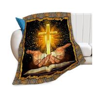 Christian Jesus Blanket Christ Cross Bible Verse Scripture Decor Throw Blanket Hand of God Religious Gifts for Women Men Super Warm Soft Plush Lightweight Fleece Flannel Blanket for Kids Adult 50"X40"