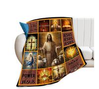 Christian Jesus Blanket Christian Jesus Christ Gifts for Women Men Religious Cross Scripture Bible Throw Blanket for Kids Adults Soft Warm Cozy Fleece Blanket for Couch Sofa Bed 40"x50"