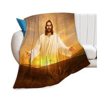 Christian Jesus Blanket Christ Jesus Decor Throw Blanket Religious Cross Gifts for Women Men Winter Couch Bedding Super Warm Soft Plush Lightweight Fleece Flannel Blanket for Kids Adults 50"X40"