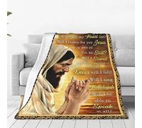 Christian Jesus Blanket Christ Religious Decor Throw Blanket Bible Verse Faith Prayer Catholic Inspirational Gifts for Women Men Super Warm Soft Plush Fleece Flannel Blanket for Adults Kids 80"X60"