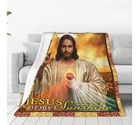 Christian Jesus Blanket Christ Religious Decor Throw Blanket Bible Verse Faith Prayer Catholic Inspirational Gifts for Women Men Super Warm Soft Plush Fleece Flannel Blanket for Adults Kids 80"X60"