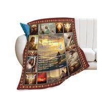 Christian Jesus Blanket Inspirational Bible Verse Religious Faith Healing Prayer Throw Scripture Spiritual Catholic Gifts for Men Women Boys Girls Kids Adults Plush Fuzzy Fleece Decor 40''X50''