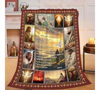 Christian Jesus Blanket Inspirational Bible Verse Religious Faith Healing Prayer Throw Scripture Spiritual Catholic Gift for Men Women Boys Girls Kids Adults