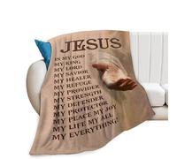 Christian Jesus Blanket Jesus Gifts for Women Men Scripture Bible Verses Throw Blanket for Couch Sofa Bed Soft Warm Flannel Fleece for Kids Adults 50"x60"