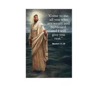 Christian Jesus Canvas Wall Art Poster, Jesus Walking on Water Poster, Vintage Moody Christ Jesus Painting, Religious Catholic Spiritual Wall Decor for Bedroom Living Room
