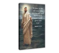 Christian Jesus Canvas Wall Art Poster, Jesus Walking on Water Poster, Vintage Moody Christ Jesus Painting, Religious Catholic Spiritual Wall Decor for Bedroom Living Room