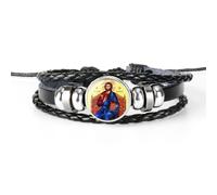 Christian Jesus Charm Leather Bracelet Adjustable Man Wristband Weave Bangle Bracelet Jewelry Bracelet for Christ