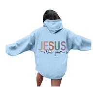 Christian Jesus Chase You Hoodies for Women Y2K Casual Backwoods Pullover Clothes Pray The Lord Fashion Loose with Hood Trendy Graphic Pullover Hoodies Fall Country Faith God Sky Blue