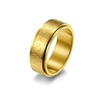 Christian Jesus Christ Lord Prayer Rotating Stress Relief Spinner Fidget Band Rings for Men Women for Anxiety Finger Rotate Freely Stainless Steel Wedding Promise Couple Band Rings Birthday