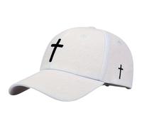 Christian Jesus Cross Baseball Cap for Men&Women Embroidered Breathable Religious Faith Hat Unisex Dad Hat Low Profile Adjustable Trucker Cap White