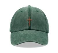 Christian Jesus Cross Baseball Cap Vintage Washed Unisex Dad Hat Low Profile Adjustable Bottle Green