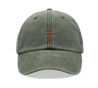 Christian Jesus Cross Baseball Cap Vintage Washed Unisex Dad Hat Low Profile Adjustable Olive