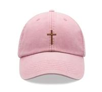 Christian Jesus Cross Baseball Cap Vintage Washed Unisex Dad Hat Low Profile Adjustable Pink