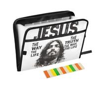 Christian Jesus Faith Folder with Dividers 13 Pockets A4 Letter Size with Zipper Closure for Office Supply Expansion File Folder carpeta de