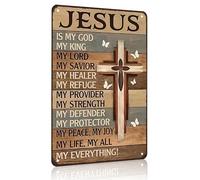 Christian Jesus Gifts Jesus Is My God My King My Everything Vintage Tin Sign Religious Wall Decor Metal Sign Plaque Poster 8X12 Inches
