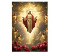 Christian Jesus Inspirational Puzzle 1000 Pieces for Adults, Religious Angel Rose Catholic Jigsaw Puzzle, God Easter Flower Puzzles