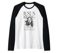 Christian Jesus Is King Bible Verse Design Raglan Baseball Tee