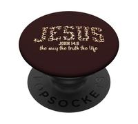Christian Jesus Leopard Print Faith Quote John 14:6 PopSockets Adhesive PopGrip