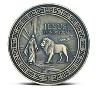 Christian Jesus Lion of Judah Challenge Coin - Inspiring Bible Verse & Symbolic Design