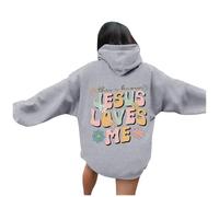 Christian Jesus Loves Me Hoodies for Women Comfort Casual Graphic with Hood Sweatshirts Faith Y2K Essential Letter Hooded Outfits Soft Religious Trust In The Lord Pullover Fashion Grey