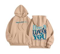 Christian Jesus Loves You Aesthetic Hoodies for Women 2025 Letter Loose Hooded Outfits Trust In The Lord Loose Fit Funny Trendy Casual Graphic Tops Backwoods God Jesus Saves Pullover Khaki