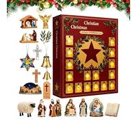 Christian - Jesus Nativity Countdown Set | 2D Figurine Decoration, Religious Holiday Display For Living Room, Kitchen, Church, Or Desk, Faith-Inspired Christmas Celebration