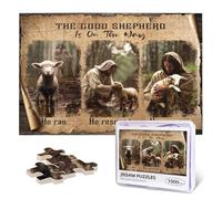 Christian Jesus Puzzles for Adults 1000 Pieces Jesus Christ Jigsaw Puzzles Easter Puzzle Religious Puzzles Nativity, Bible Puzzle Lamp Sheep for Living Room