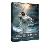 Christian Jesus Puzzles for Adults 1000 Pieces, Religious Bible Walking on Water Jigsaw Puzzle, Art Nature Landscape Faith Catholic Puzzle