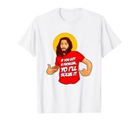 Christian Jesus Solves Problems Funny Faith Humor Value Graphic T-Shirt, Men, White, S