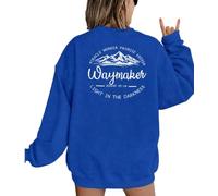 Christian Jesus Sweatshirt Women Religious Faith Sweatshirts God Pullover, Blue, XL