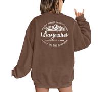 Christian Jesus Sweatshirt Women Religious Faith Sweatshirts God Pullover, Brown, XXL