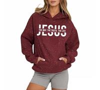 Christian Jesus The Way The Truth and The Life Hoodies for Women Y2K with Hood Graphic Pullover Sweatshirts Faith 2025 Western Casual Letter Sweaters Funny God Religious Hooded Cute Red