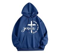 Christian Jesus The Way The Truth and The Life Preppy Hoodies for Women Y2K with Hood Letter Pullover Sweatshirts Trust In The Lord Fall Graphic Casual Tops Goth Faith God Blue