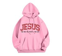 Christian Jesus The Way The Truth and The Life Workout Hoodies for Women 2025 with Hood Summer Pullover Sweaters Religious Fashion Vintage Graphic Casual Beach Sweatshirts Backwoods Pink