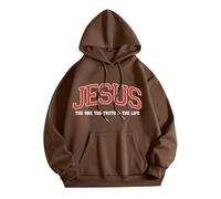 Christian Jesus The Way The Truth and The Life Workout Hoodies for Women 2025 with Hood Summer Pullover Sweaters Religious Fashion Vintage Graphic Casual Beach Sweatshirts Backwoods Coffee