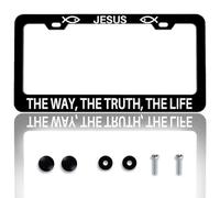 Christian Jesus The Way The Truth The Life License Plate Frame Car License Plate Cover Stainless Steel Accessories Car Decor Fits Standard US Vehicles