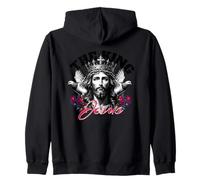 Christian Jesus With Crown And Doves Design Zip Hoodie