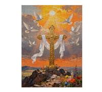 Christian Jigsaw Puzzle for Adults 500 Pieces Jesus God Cross Religious Puzzles Scripture Bible Inspirational Wooden Puzzle for Living Room Family Friends Activities Fun Games 20.5x15 in