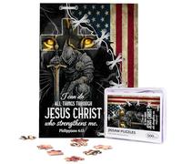 Christian Jigsaw Puzzles 500 Pieces for Adults Jesus Religious Jigsaw Puzzles for Adults Bible Warrior and Lion Wooden Puzzle for Fun Family Motivational Educational Intellectual Faith-Based Gift
