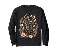 Christian John 3:16 God So Loved Floral Gift Long Sleeve T-Shirt