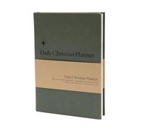 Christian Journal Co Daily Christian Planner - 6 Month | Green Leather Hardback Goal Setter, Faith Planner & Devotional Prayer Journal | Align Personal & Religious Goals | Great Gift For Men & Women