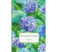 Christian Journal for Women with Bible Verse on Cover - He restoreth my soul: Floral Notebook