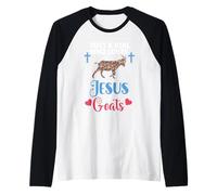 Christian Just a Girl Who Loves Jesus and Goats Goat Farmer Raglan Baseball Tee