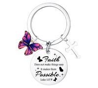 Christian Keyring Baptism Gifts for Goddaughter Godson Confirmation Gift for Catholic Religious Gifts for Women Men Inspirational Cross Keyring Easter Birthday Gifts