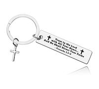 Christian Keyring Gifts Bible Verse Keychain Religious Gift Inspirational Baptism Gift for Her Him First Communion Confirmation Gift from Godmother Godfather Thanksgiving Birthday Prayer Gifts